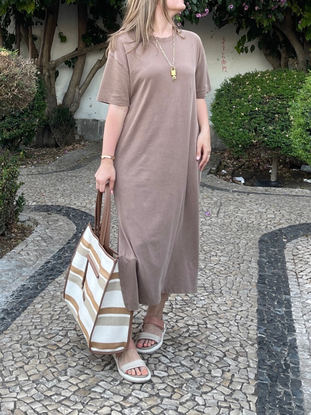 Zara brown long tshirt dress